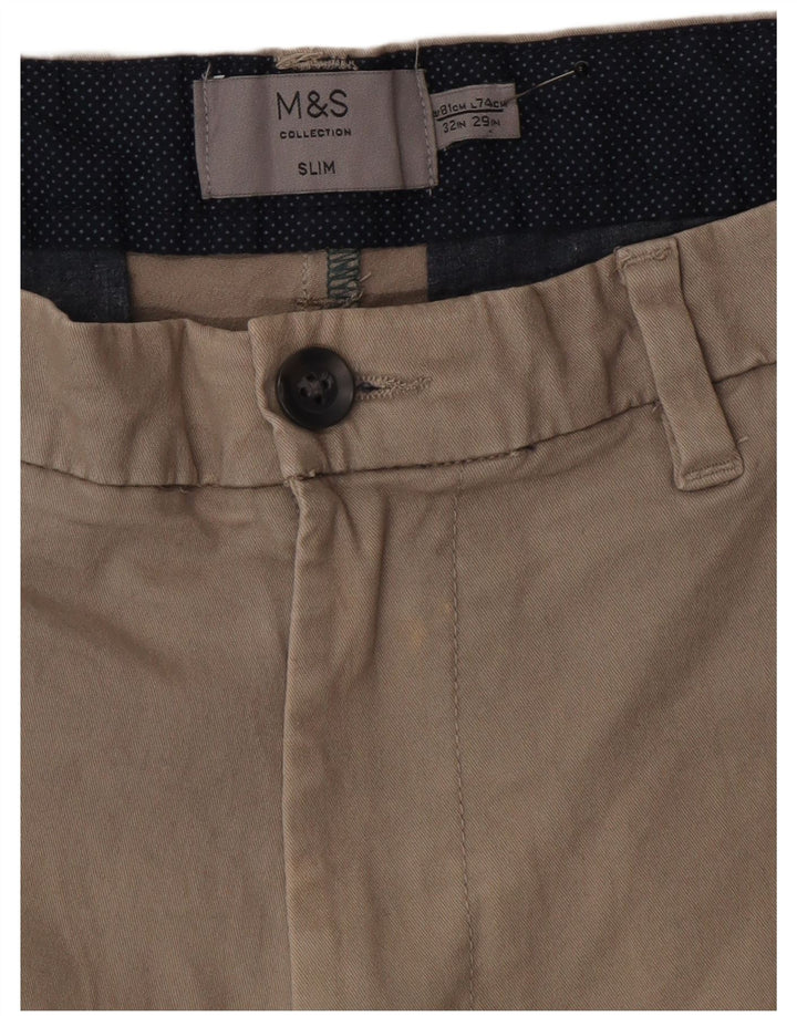 Calça Chino Masculina Slim Marks & Spencer W32 L29 Algodão Cinza