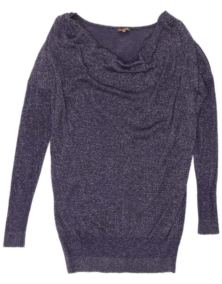 Suéter feminino Phase Eight com gola canoa e viscose azul marinho médio Reino Unido 12