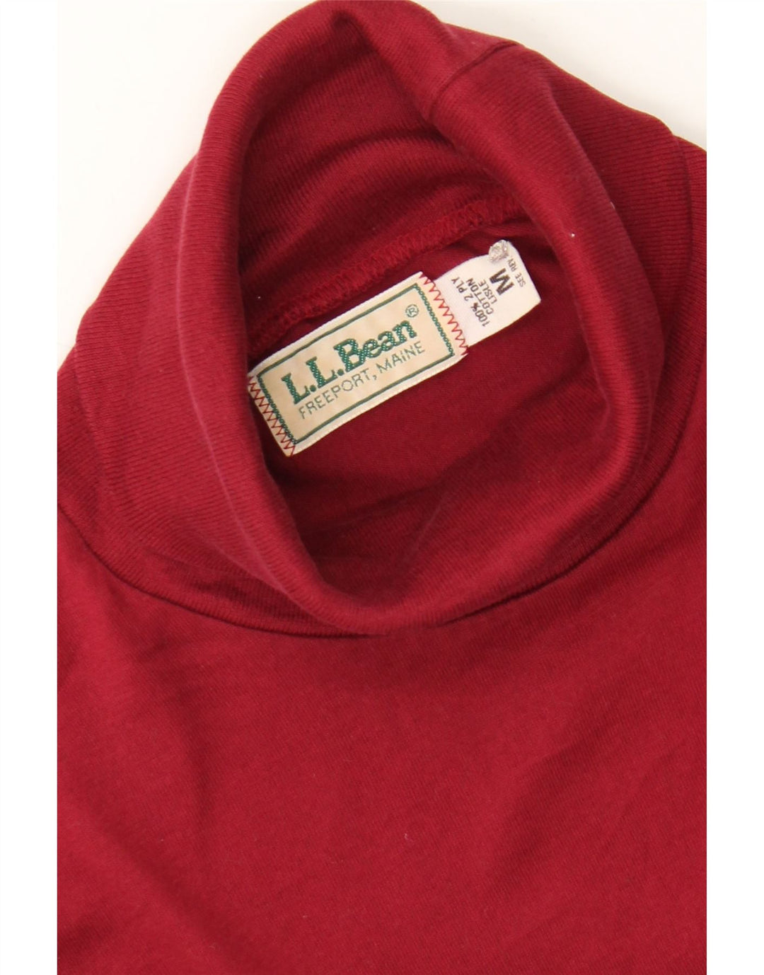 L.L.BEAN Womens Roll Neck Jumper Sweater UK 14 Medium Red Cotton Vintage L.L.Bean and Second-Hand L.L.Bean from Messina Hembry 