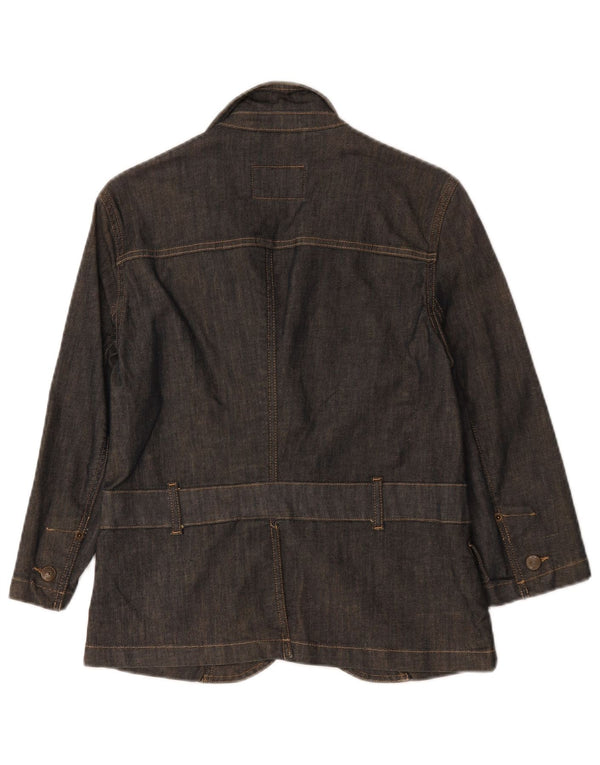 Jaqueta blazer feminina Massimo Dutti jeans manga curta Reino Unido 10 pequena azul marinho