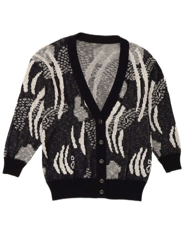 Suéter cardigã feminino vintage IT 42 poliacrílico geométrico preto médio
