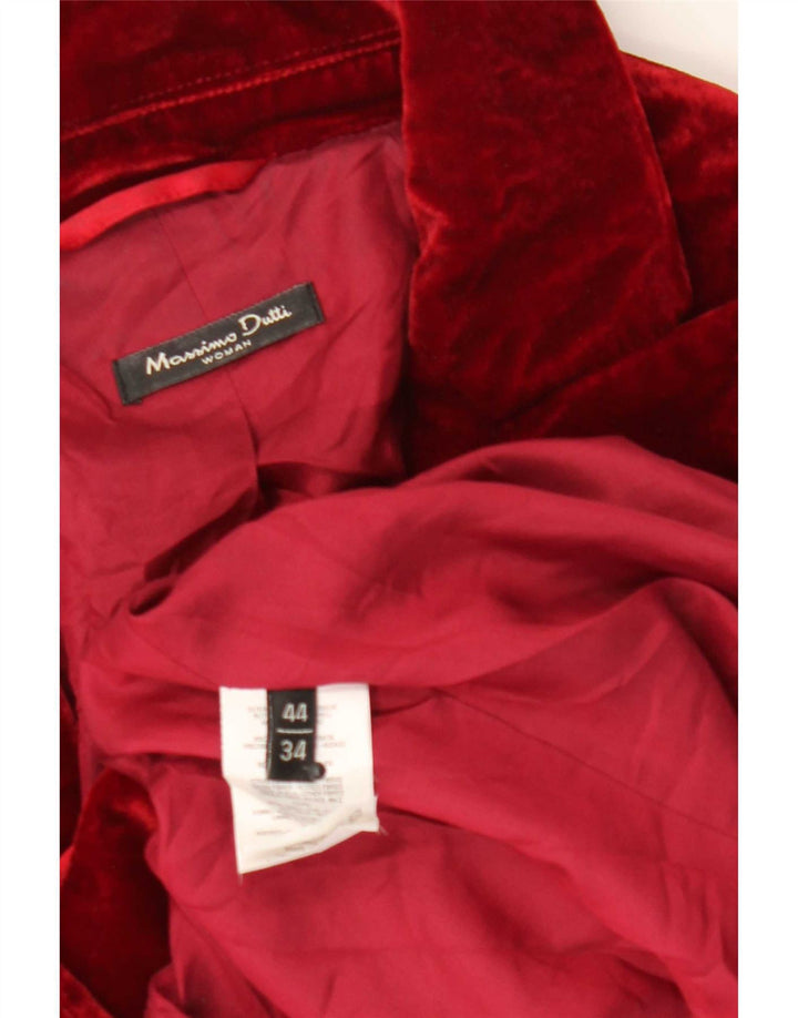 Jaqueta blazer feminina de veludo com 1 botão Massimo Dutti EU 44 XL viscose vermelha