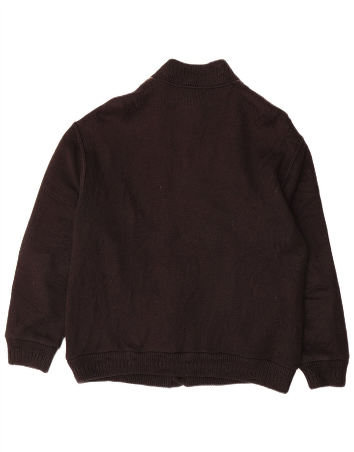 Suéter cardigã masculino LUCIANO CHIARI IT 52 grande lã geométrica preta