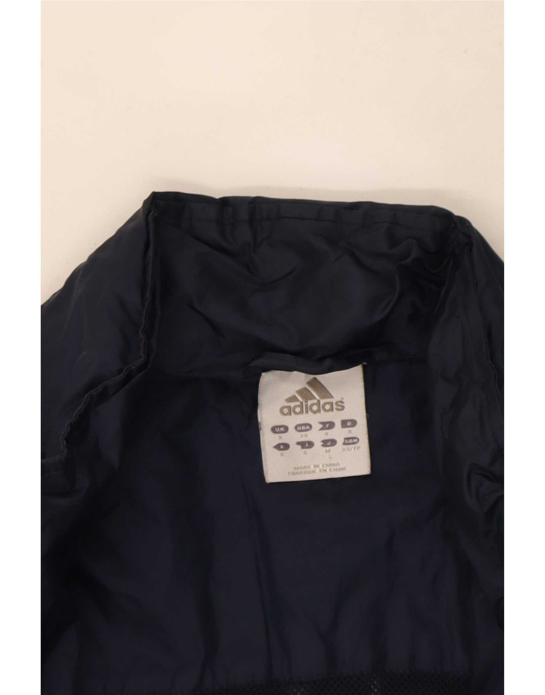 Jaqueta de chuva masculina Adidas com capuz UK 36 pequena azul marinho poliamida