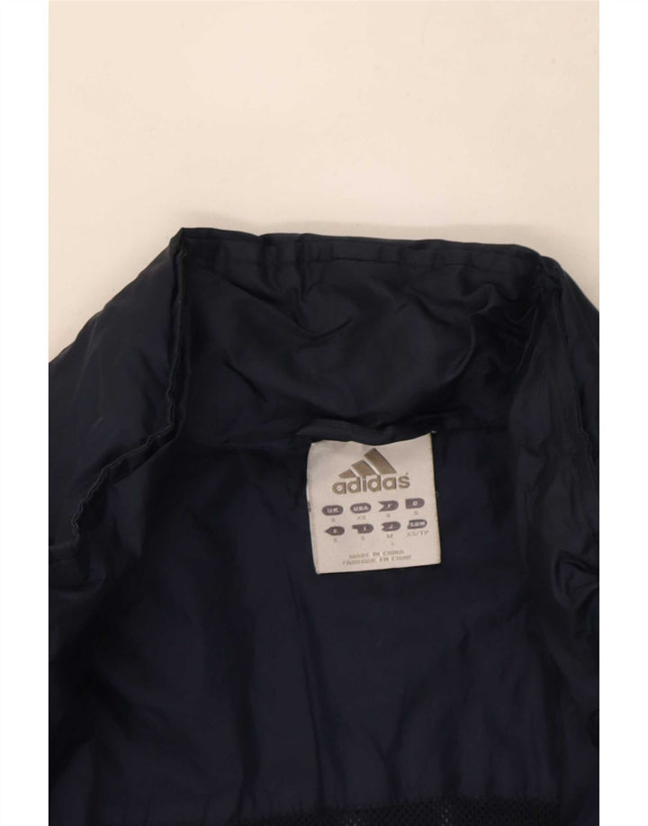 Jaqueta de chuva masculina Adidas com capuz UK 36 pequena azul marinho poliamida