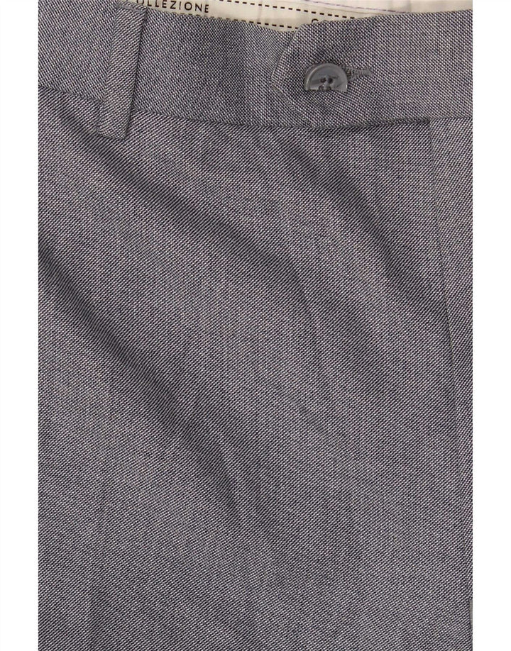 Calça chino reta masculina Marks & Spencer W44 L29 poliéster cinza