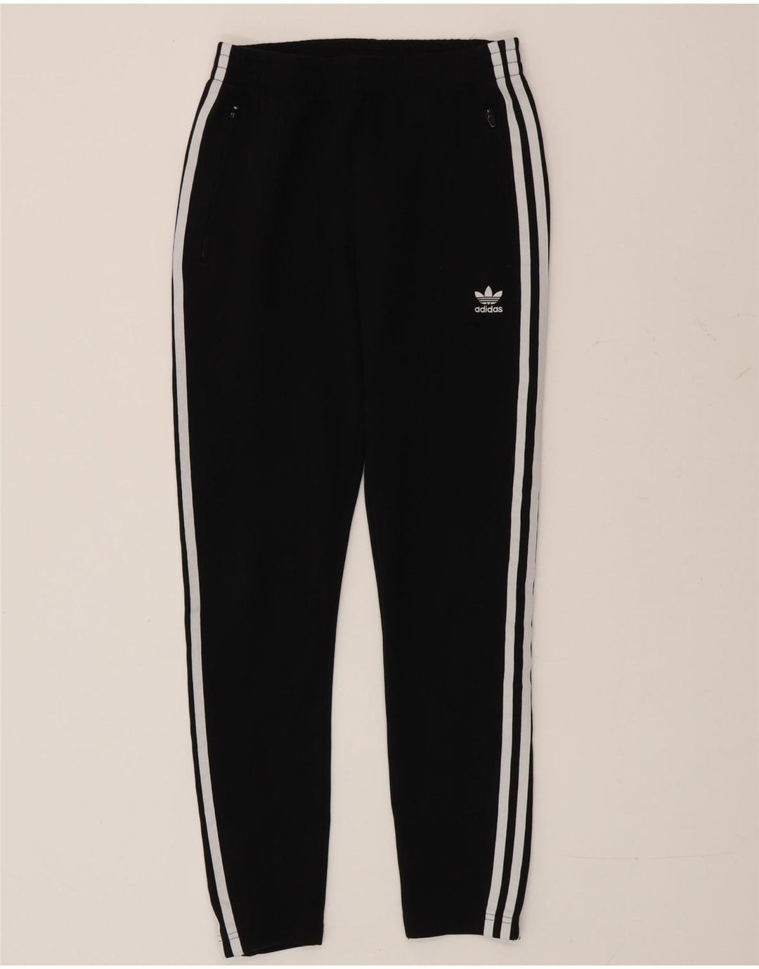 Calças de treino femininas Adidas UK 6 XS poliéster preto