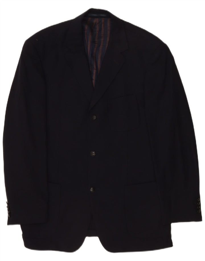 Jaqueta blazer masculina Hugo Boss com 3 botões EU 52 XL azul marinho nova lã