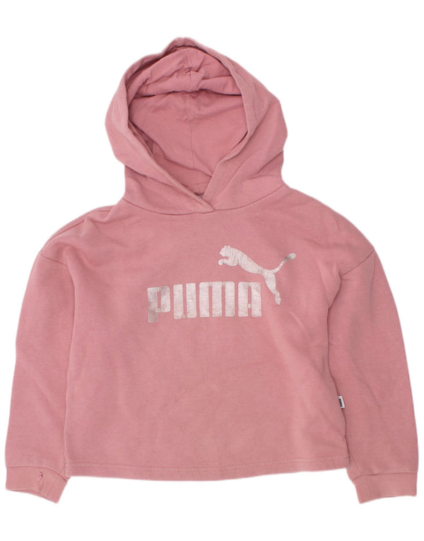 Jumper com capuz gráfico feminino Puma 7-8 anos algodão rosa