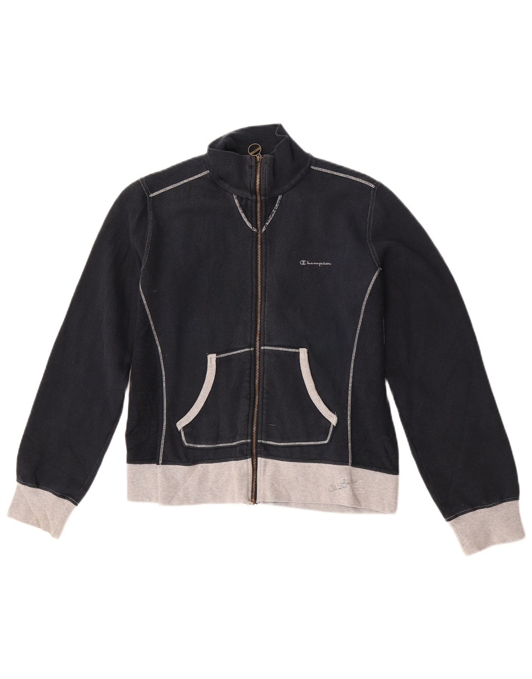 Champion Womens Tracksuit Top Jacket UK 14 Médio Azul Marinho