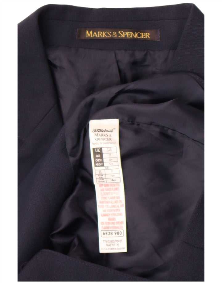 Jaqueta blazer de 2 botões Marks & Spencer Boys 10-11 anos azul marinho poliéster