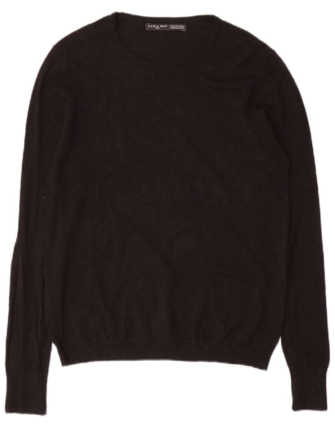 Zara Suéter masculino com gola redonda grande preto