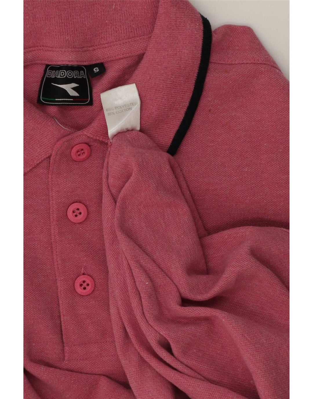 Camisa polo masculina Diadora pequena poliéster listrado rosa