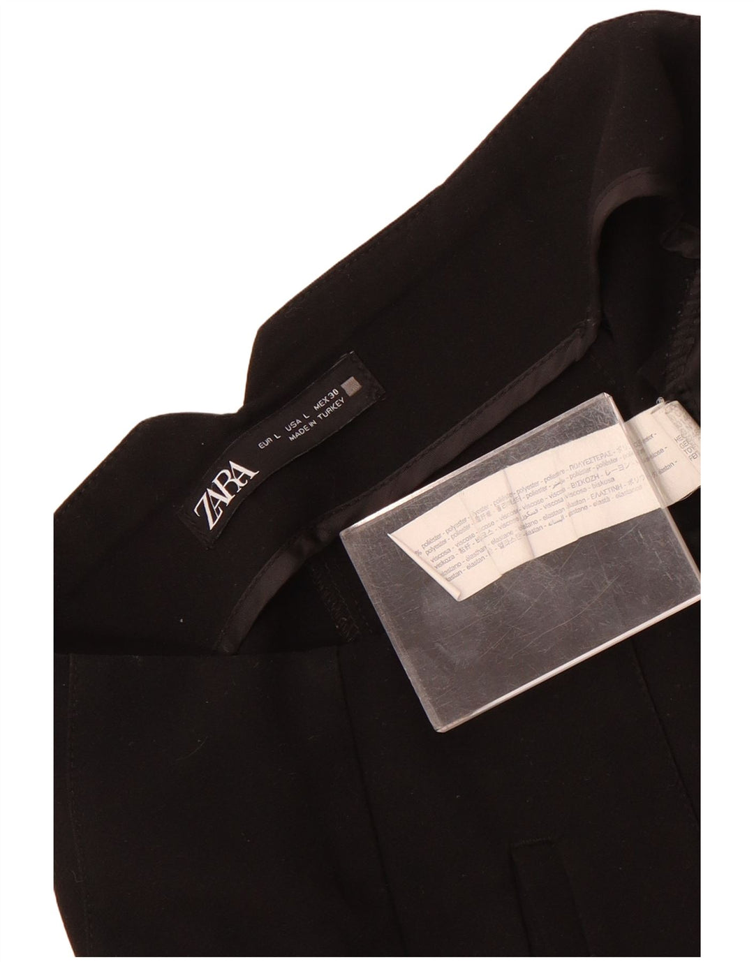 Zara Calça Cônica Feminina Grande W30 L27 Poliéster Preto