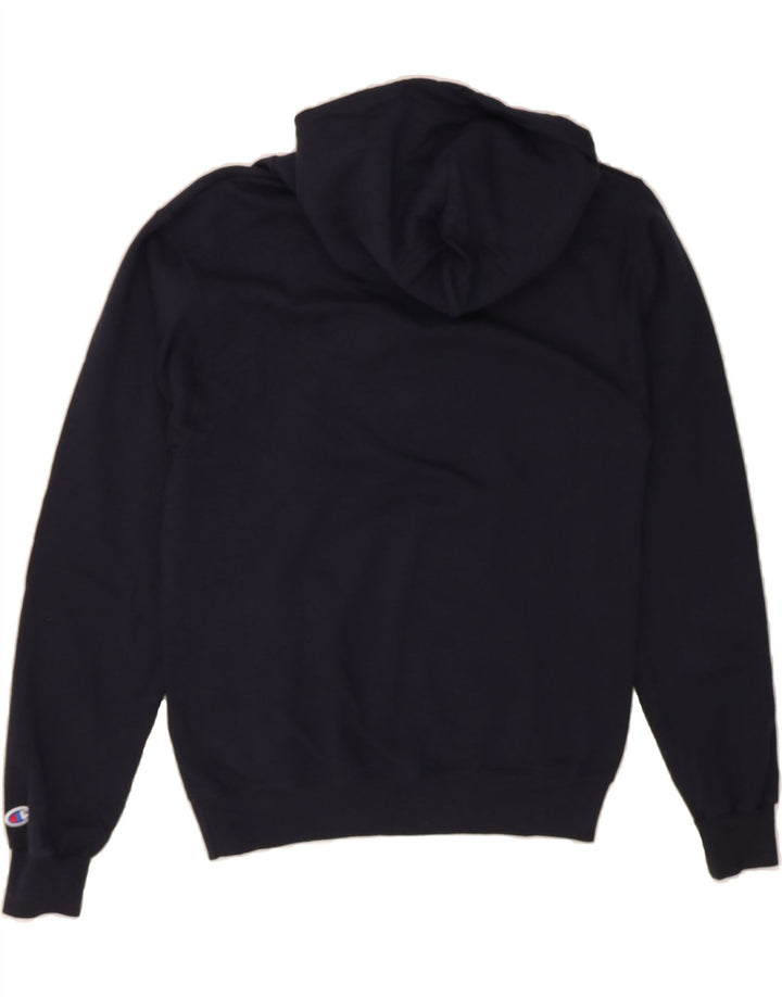 CHAMPION Mens Graphic Hoodie Jumper Small Navy Blue Cotton Vintage Champion and Second-Hand Champion from Messina Hembry 