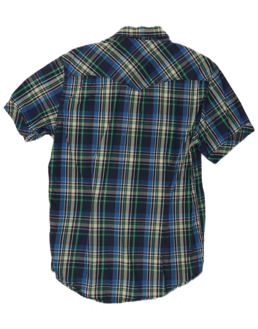 Camisa masculina de manga curta Best Company xadrez azul médio