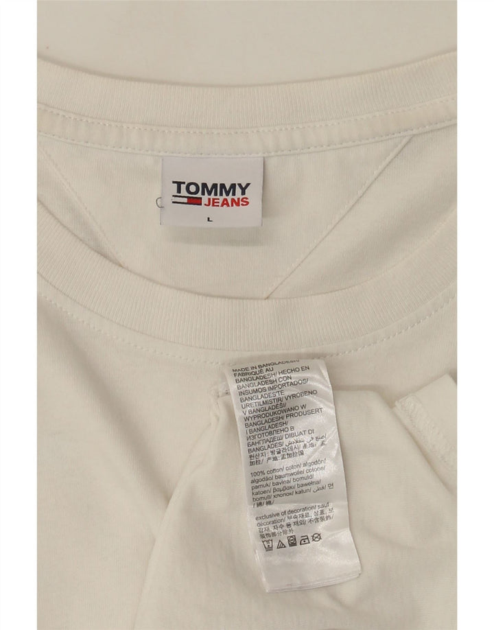 Camiseta masculina TOMMY HILFIGER com estampa gráfica grande de algodão branco