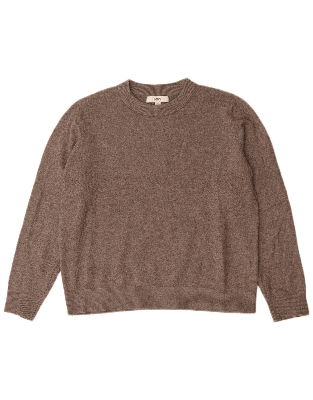 Suéter feminino Marks & Spencer com gola redonda Reino Unido 14 poliéster cinza médio