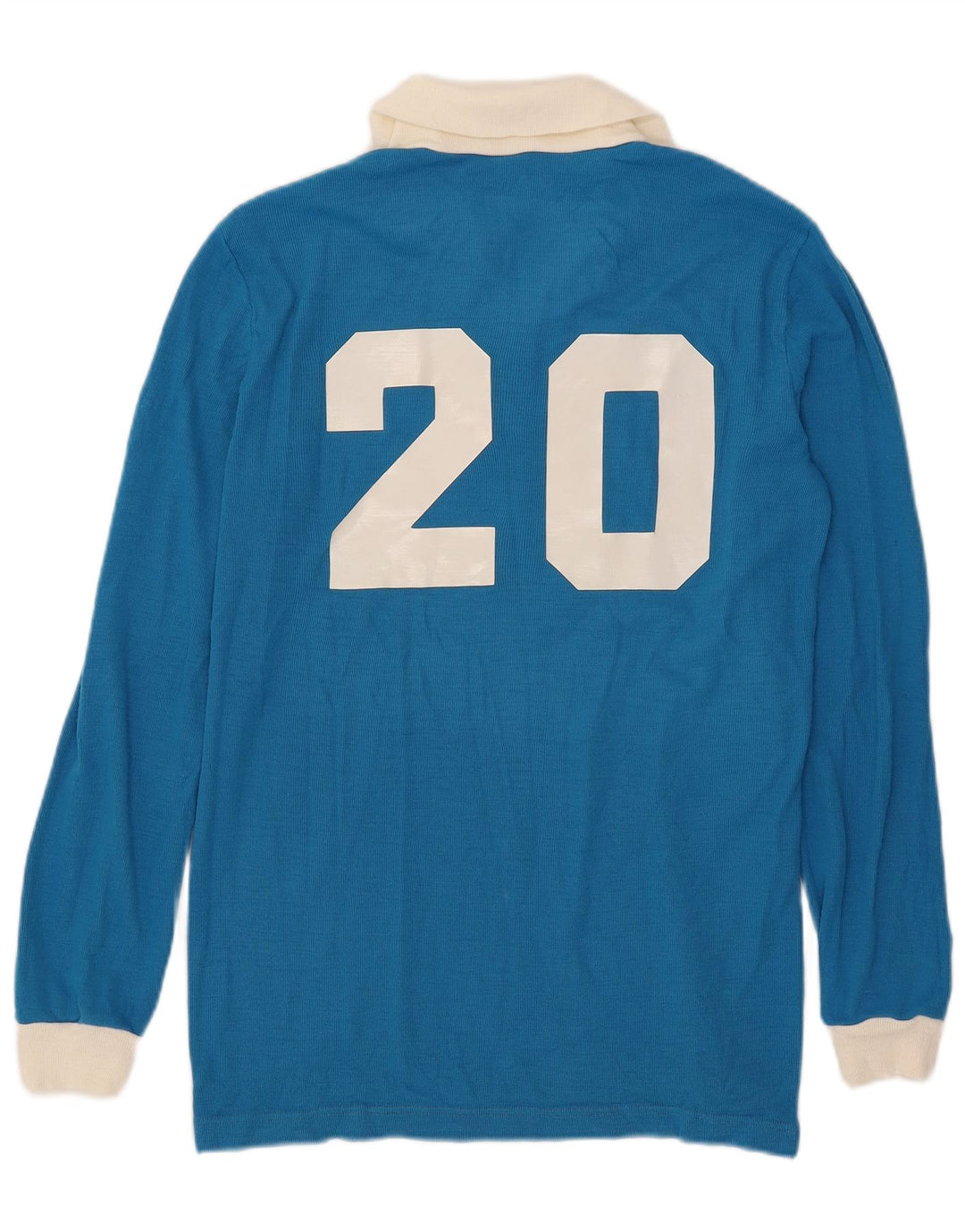 Camisa polo vintage masculina gráfica de manga comprida rugby azul médio
