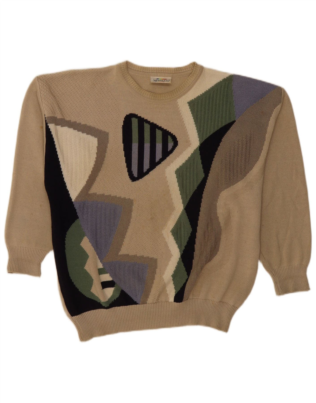 Suéter masculino Monello com gola redonda IT 50 algodão geométrico bege médio