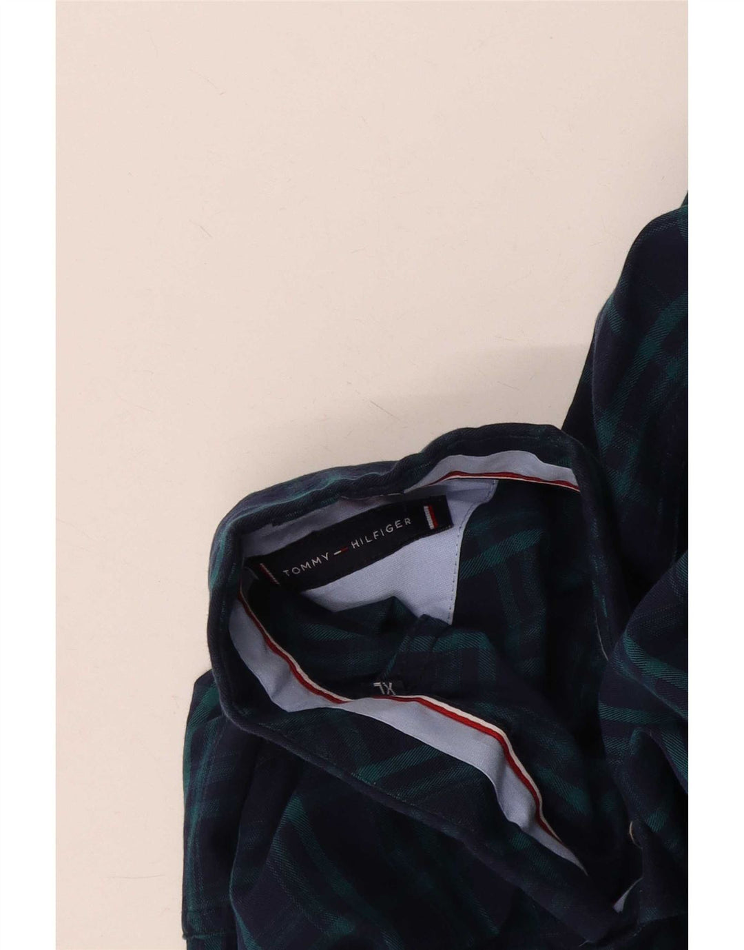 Camisa masculina Tommy Hilfiger Custom Fit XL azul marinho xadrez