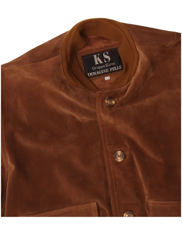 Jaqueta bomber masculina VINTAGE de camurça IT 50 grande couro marrom