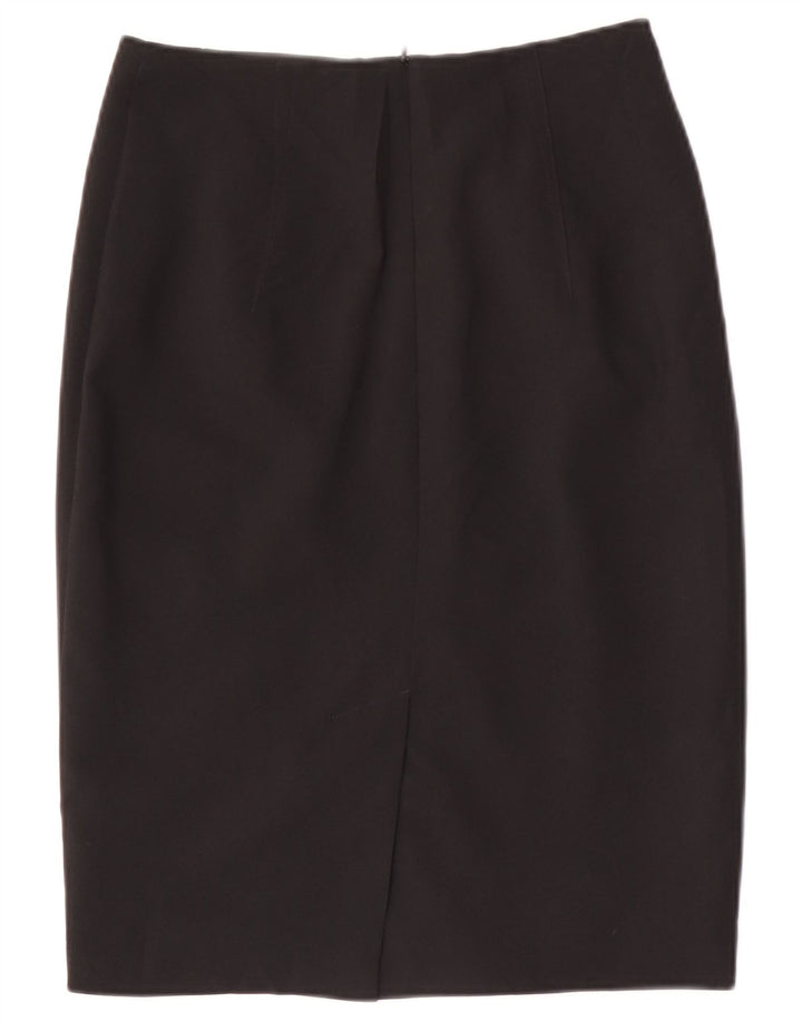 Saia lápis feminina Marks & Spencer Reino Unido 8 pequena W28 poliéster preto