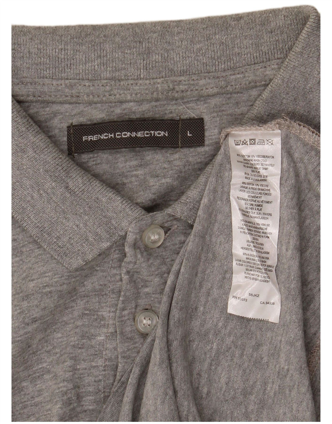 Camisa polo masculina French Connection grande algodão manchado cinza