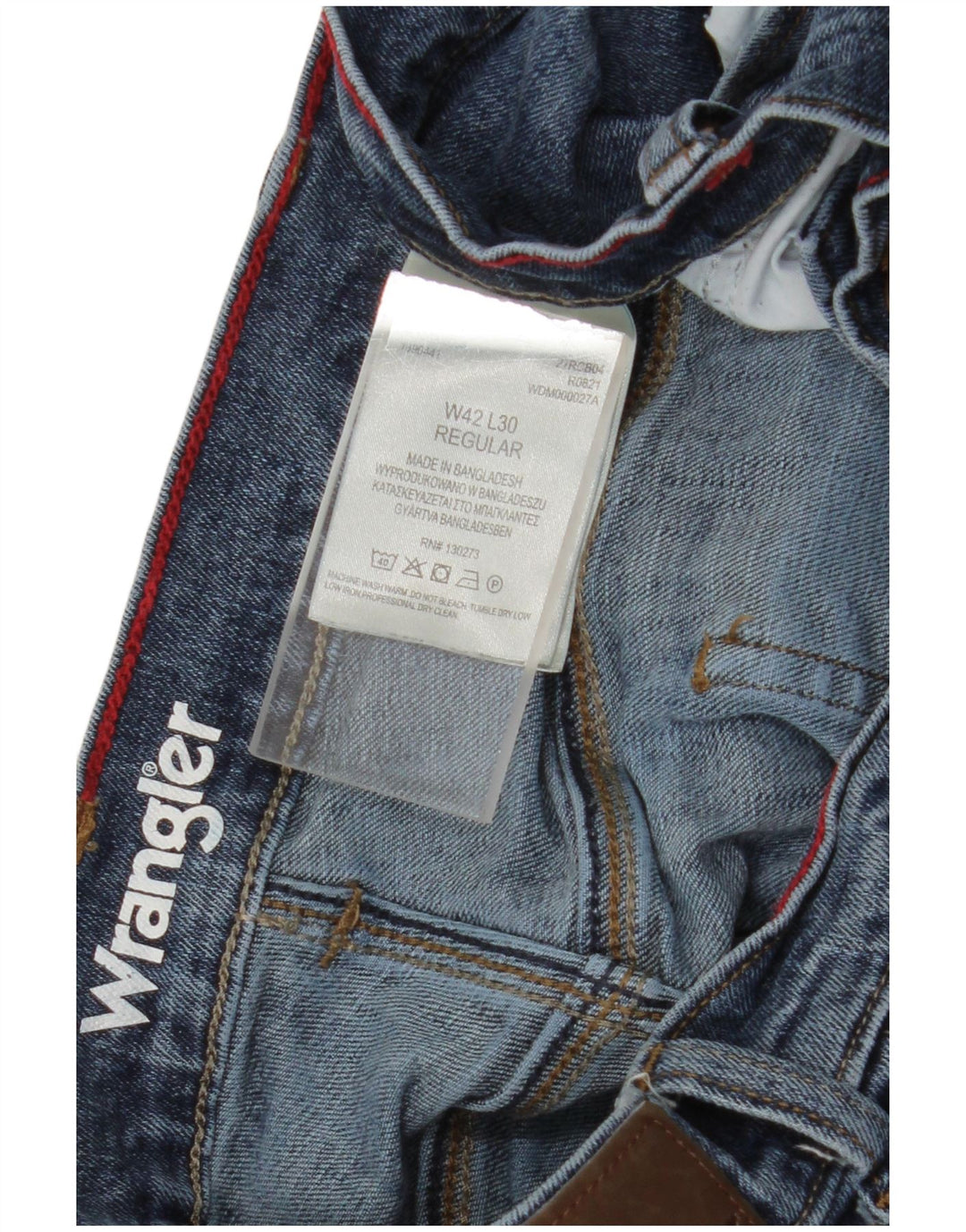 Wrangler Mens Regular Fit Straight Jeans W42 L30 Azul Algodão