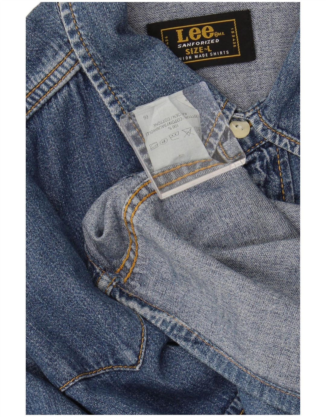 Camisa jeans masculina LEE grande algodão azul