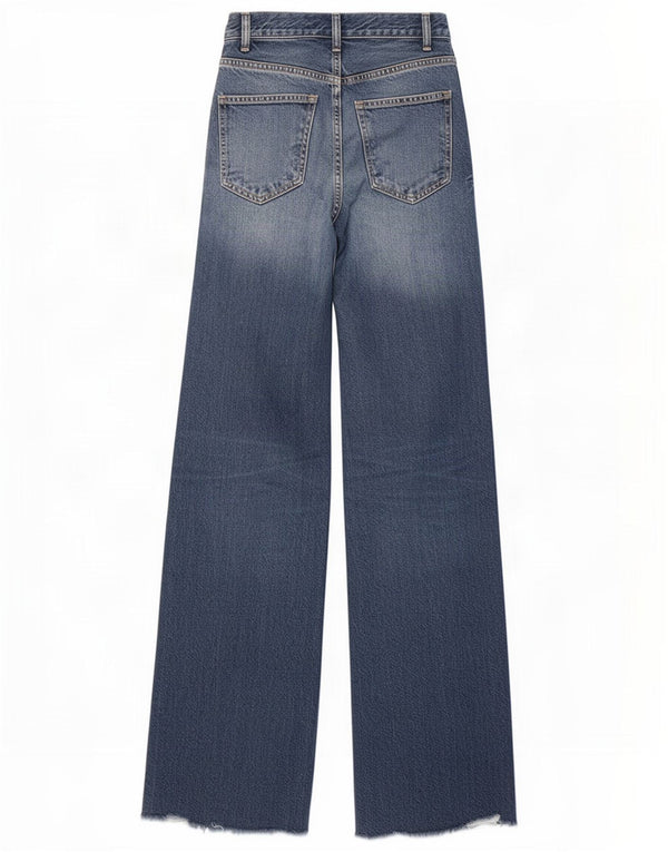 Zara Jeans feminino cintura alta com perna larga EU 32 2XS W22 L32 algodão azul