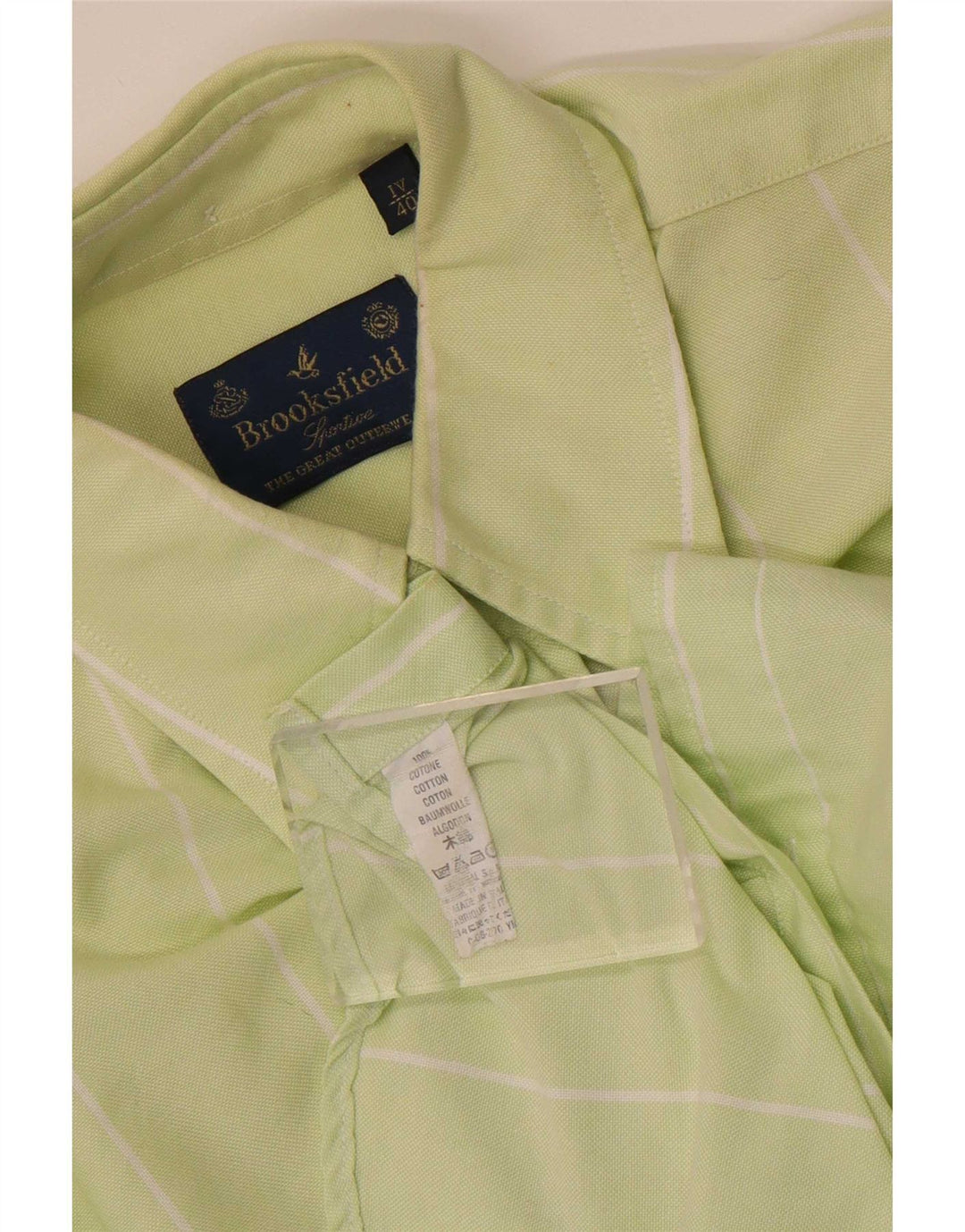 Camisa masculina Brooksfield tamanho 40 algodão listrado verde médio