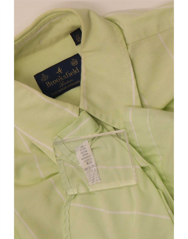 Camisa masculina Brooksfield tamanho 40 algodão listrado verde médio