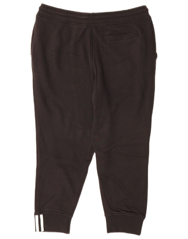Adidas Womens Capri Calças de treino Joggers UK 16 Grande Algodão Preto