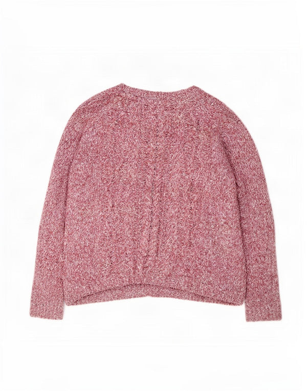 Suéter feminino Fat Face com gola redonda Reino Unido 18 XL algodão manchado rosa