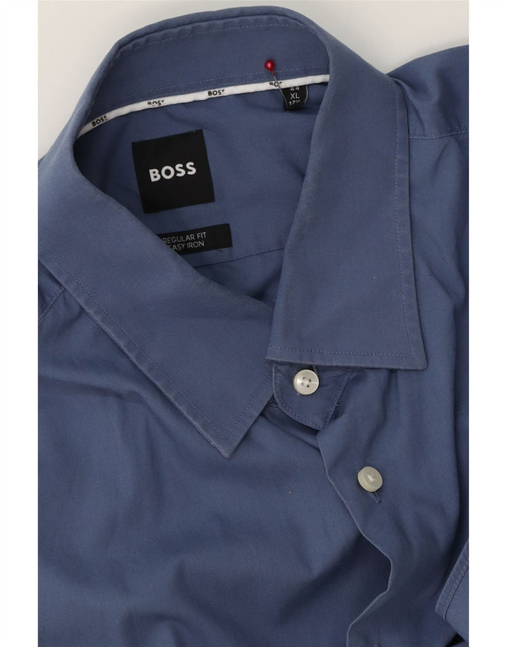Camisa masculina de ajuste regular HUGO BOSS tamanho 17 1/2 XL azul marinho