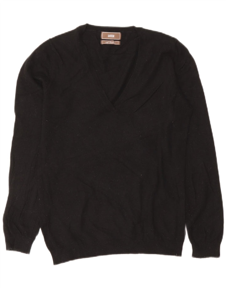 Suéter feminino Marks & Spencer com decote em V Reino Unido 12 viscose preta média