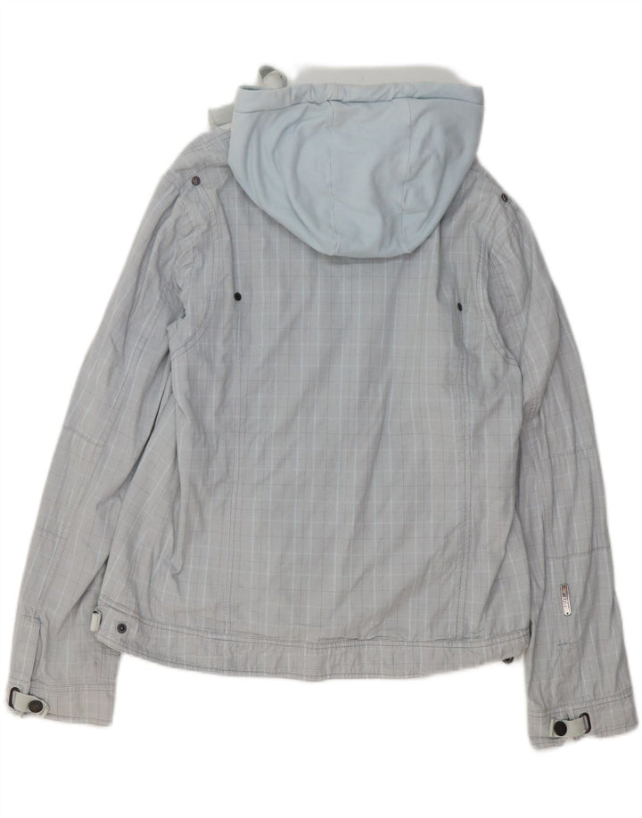 Jaqueta bomber feminina com capuz GIGA DX US 14 XL poliéster xadrez azul