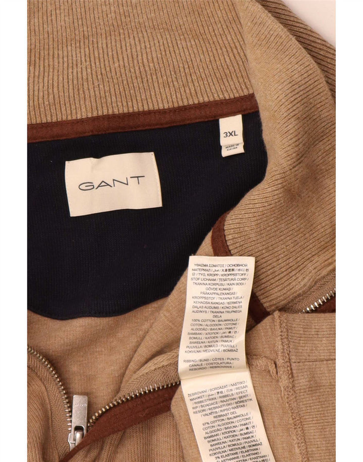 Suéter masculino Gant com zíper e gola 3XL algodão marrom