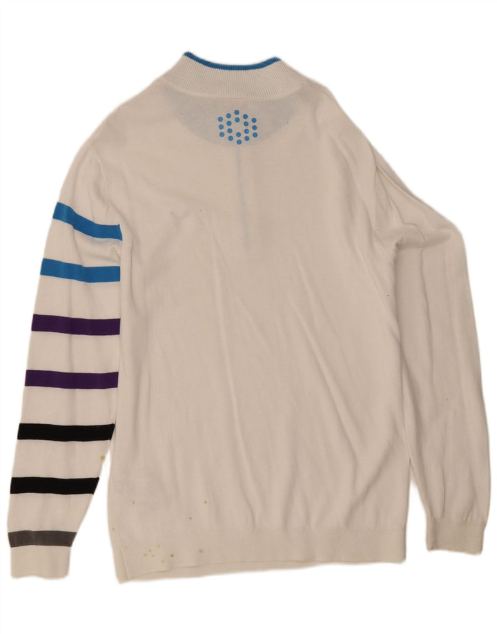 Suéter masculino Puma com zíper e gola alta de algodão listrado branco grande