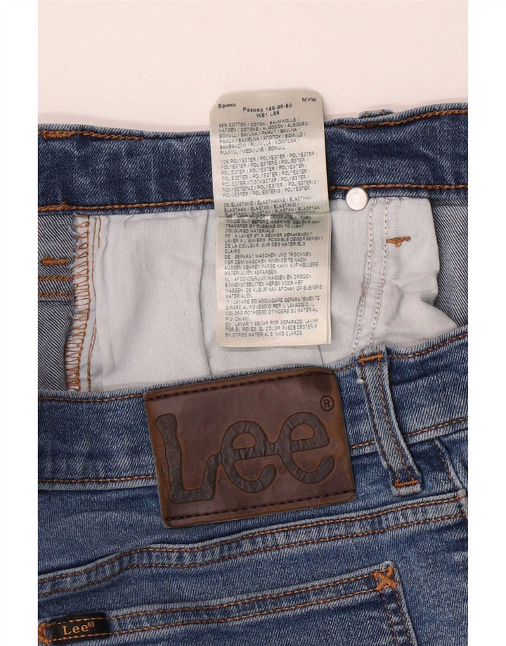 Lee Mens Rider Distressed Slim Jeans W32 L31 Azul Algodão