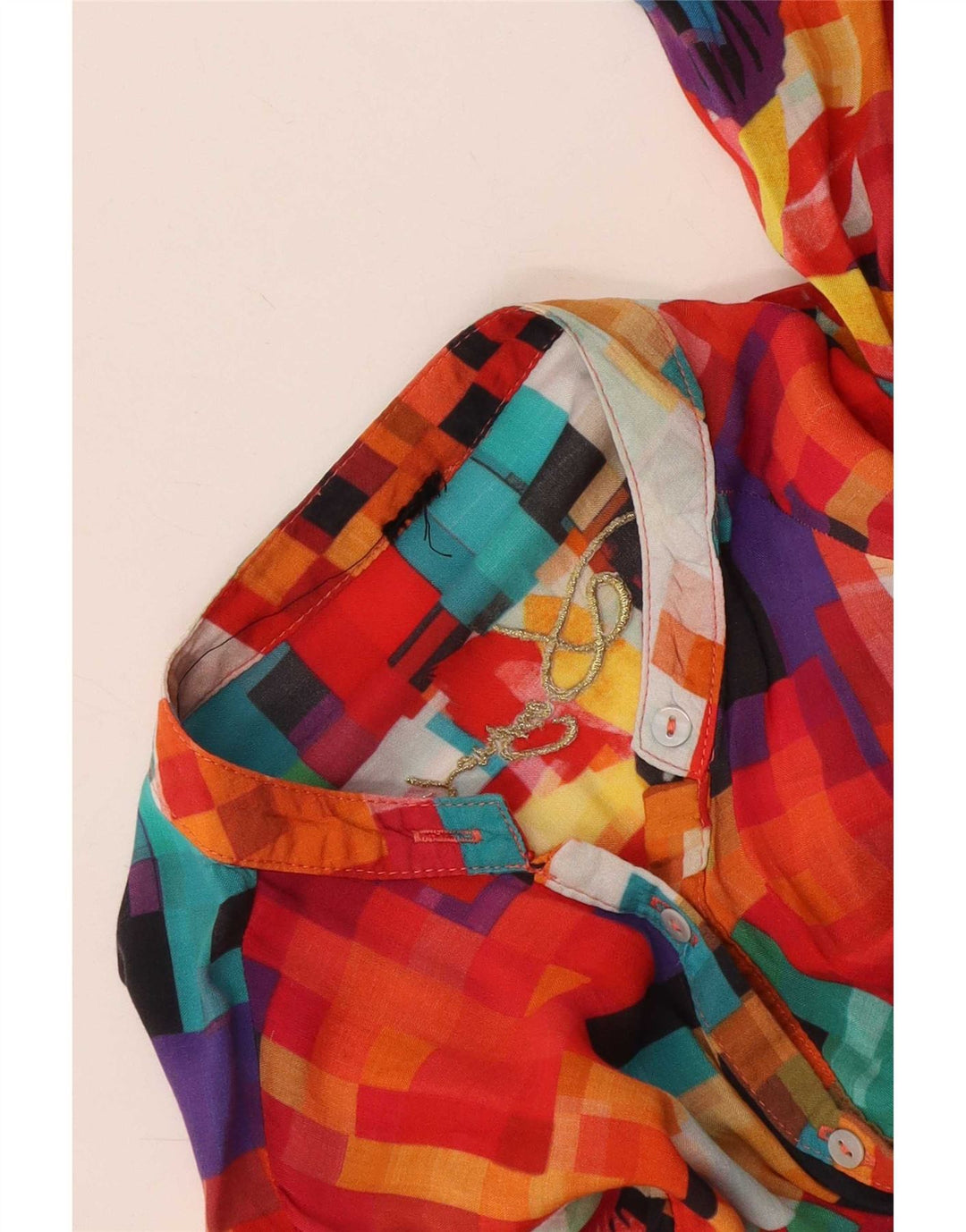 Blusa feminina Desigual com estampa gráfica UK 12 média multicolorida geométrica