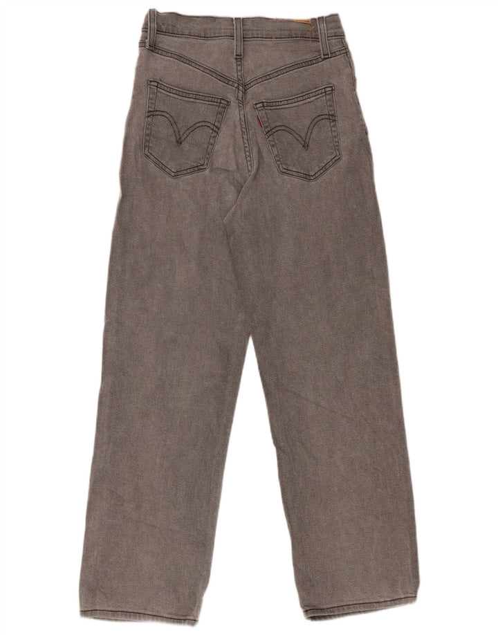 Calça jeans feminina de cintura alta com perna larga LEVI'S W24 L27 cinza