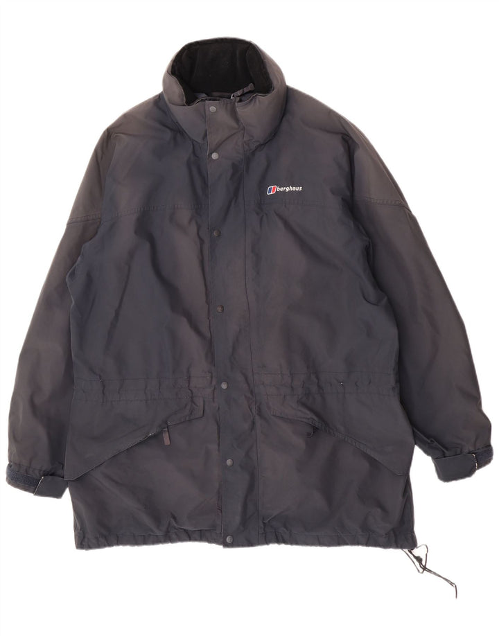 Jaqueta de chuva masculina Berghaus com capuz UK 42 XL poliéster azul marinho