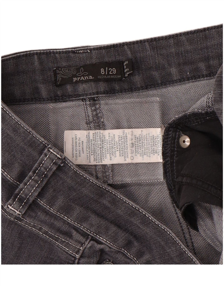 PRANA Jeans reto feminino regular US 8 médio W29 L32 algodão cinza