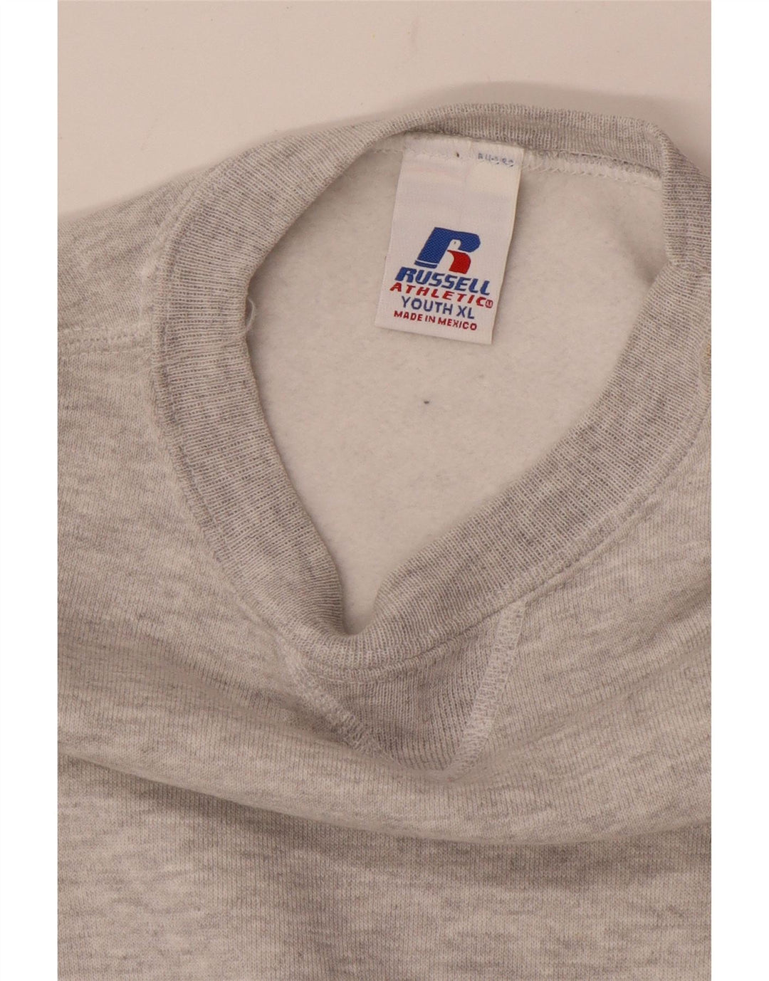 Suéter Russell Athletic Boys 15-16 anos XL cinza manchado de algodão