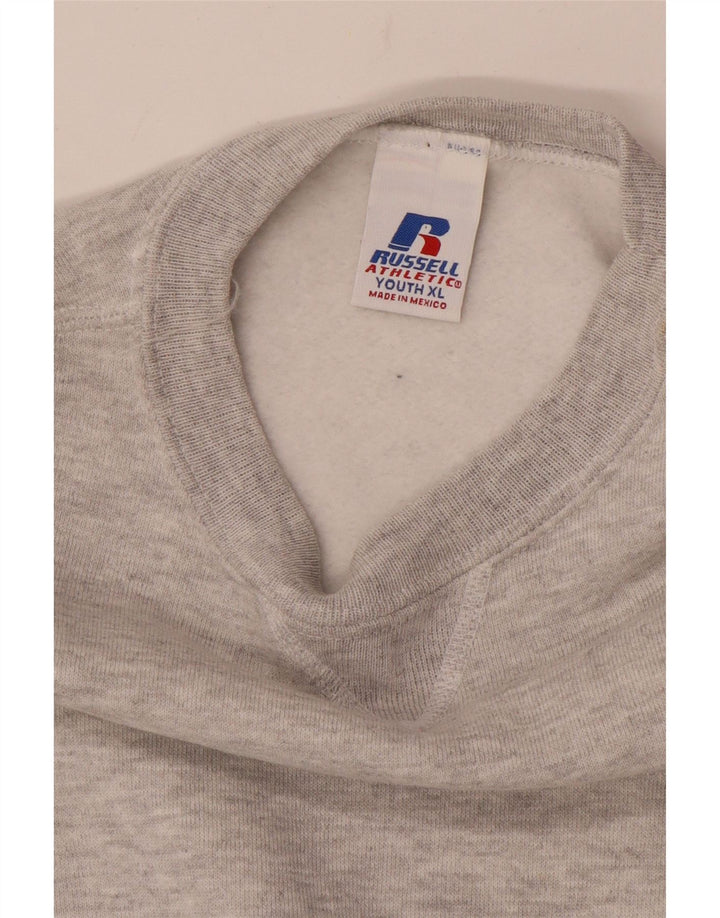 Suéter Russell Athletic Boys 15-16 anos XL cinza manchado de algodão