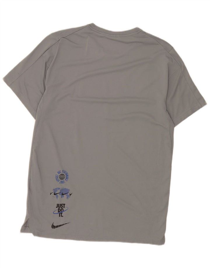 Camiseta Nike Masculina Dri Fit Graphic Top Pequeno Poliéster Cinza