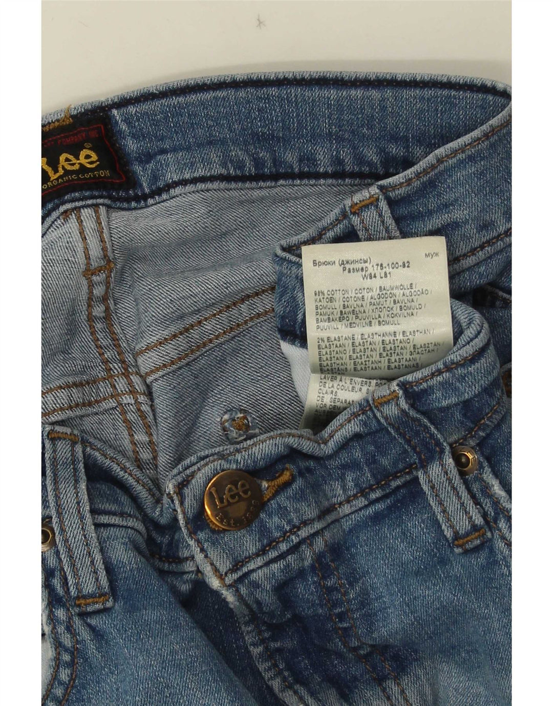 Lee Womens Luke Slim Jeans W33 L32 Azul Algodão