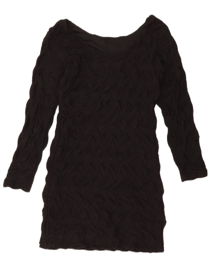 Vestido feminino ZARA com bainha de manga comprida Reino Unido 14 grande preto